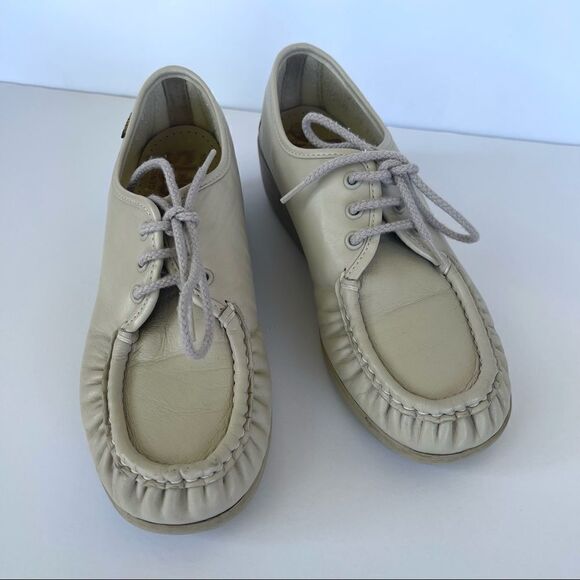 SAS Siesta Shoes Women Size 7 Bone Leather Handsewn Lace Up Oxfords Made in USA - Picture 5 of 9